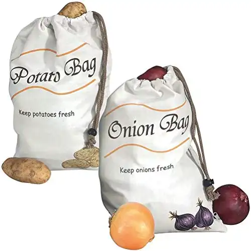Miles Kimball Sprout-Free Potato & Onion Bags - White