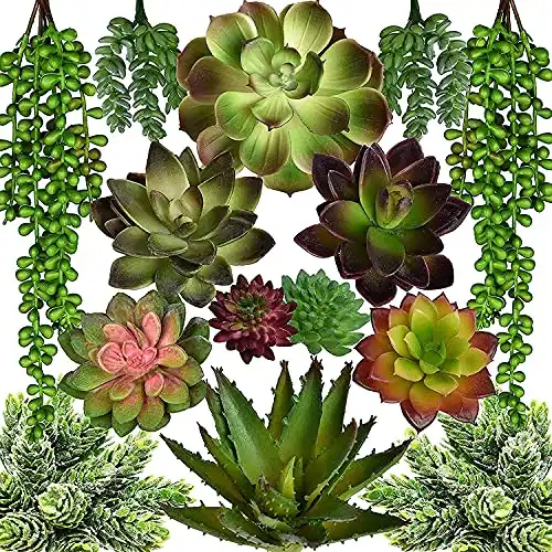 Artificial Succulents – 14 Pack of Assorted Plants