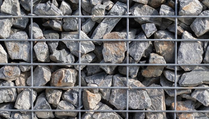 A Gabion wall up close.