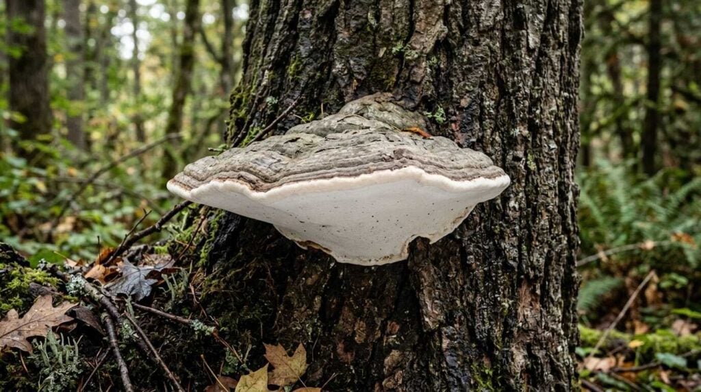 Artist's conk on the base of a tree